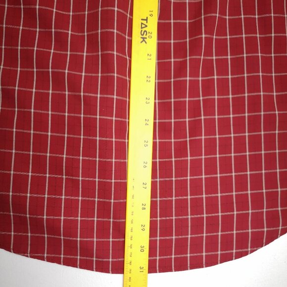 Van Heusen Men's Size Large (16-16 1/2) Red & Cream Plaid No Iron Shirt - Picture 7 of 7